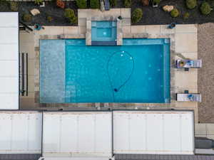 Back yard pool, hot tub, 4 awnings, and landscaping