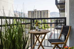 Balcony with a mountain view