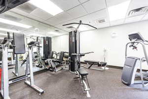 Workout area with a drop ceiling