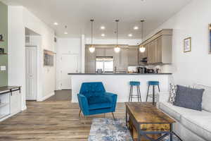 Living room featuring hardwood / wood-style floors