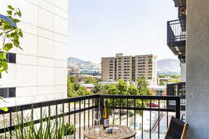 Balcony with a mountain view