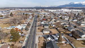 Drone / aerial view with a mountain view