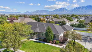 Aerial view featuring a mountain view