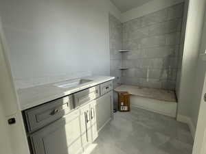Bathroom with a shower and vanity
