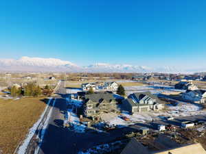 Drone / aerial view with a mountain view