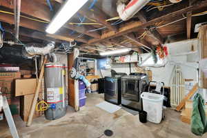 Basement with independent washer and dryer and water heater