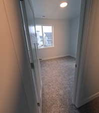 Bedroom space featuring carpet floors