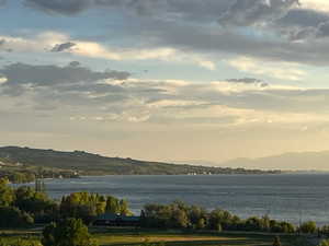Water view with a mountainous background