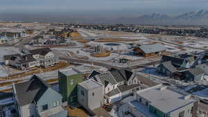 Drone / aerial view with a mountain view