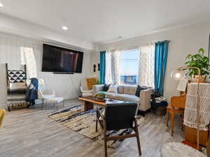 Living room featuring light hardwood / wood-style flooring