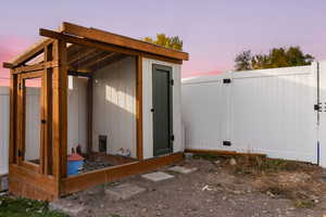 View of outdoor structure at dusk