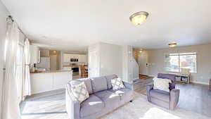 Living room featuring light wood-type flooring