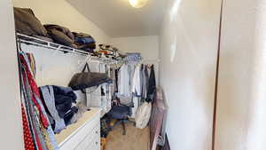 Spacious closet with carpet floors