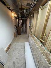 Basement storage/utility closet. Plumbed for a kitchen/ kitchenette in living room