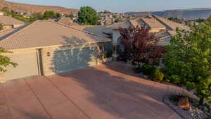 View of front of home with a mountain view