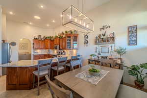 View of tiled dining space