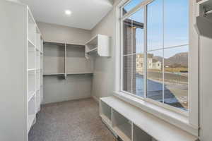 Walk in closet featuring carpet floors