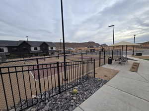 View of community featuring a gazebo and a mountain view