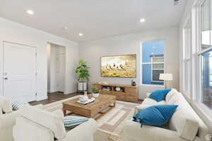 Living room featuring wood-type flooring