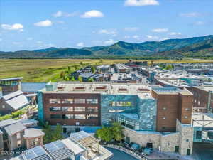 Aerial view featuring a mountain view