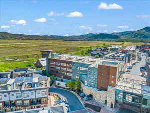 Aerial view with a mountain view