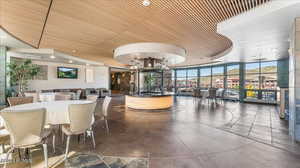 Dining area with expansive windows