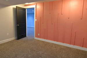 Unfurnished bedroom with carpet flooring