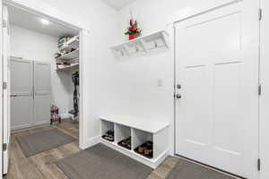 Mudroom featuring light hardwood / wood-style flooring