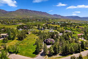 Birds eye view of property with a mountain view