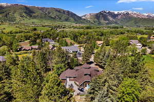 Aerial view featuring a mountain view