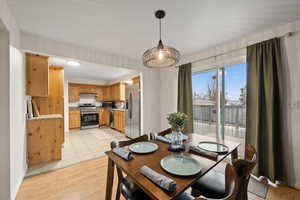 Dining room with light hardwood / wood-style floors