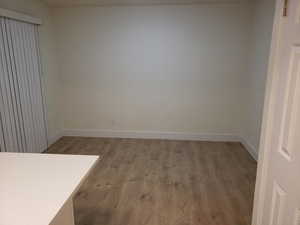 Unfurnished room with light wood-type flooring