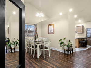 Dining room and partial kitchen view