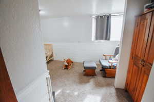 Bedroom with carpet floors