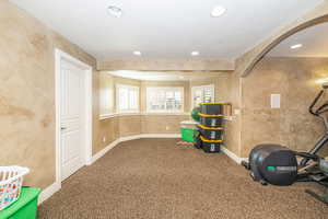 Playroom featuring carpet floors