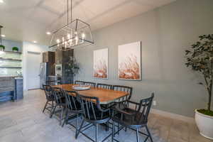 View of tiled dining room