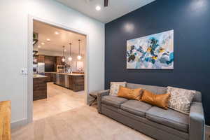 View of tiled living room