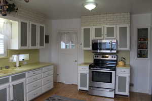 Kitchen/dining area featuring stainless steel appliances