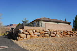 View of home's exterior with a mountain view