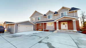 View of front of home featuring a garage