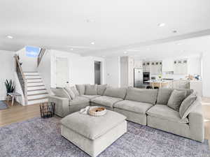 Living room featuring wood-type flooring