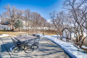 View of snow covered patio