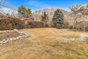 View of yard with a mountain view