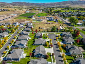 Drone / aerial view with a mountain view