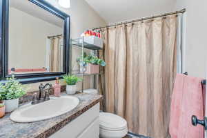 Bathroom featuring vanity and toilet