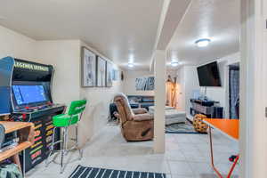 View of tiled living room