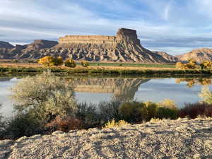 View of mountain feature with a water view
