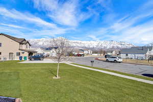 View of yard with a mountain view