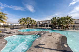 View of pool with a patio area