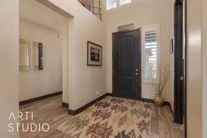 Entryway featuring wood look tile floors